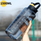 1500ml Large Capacity Sports Water Bottle With Straw And Time Marker Portable Outdoor Fitness Bottl 0