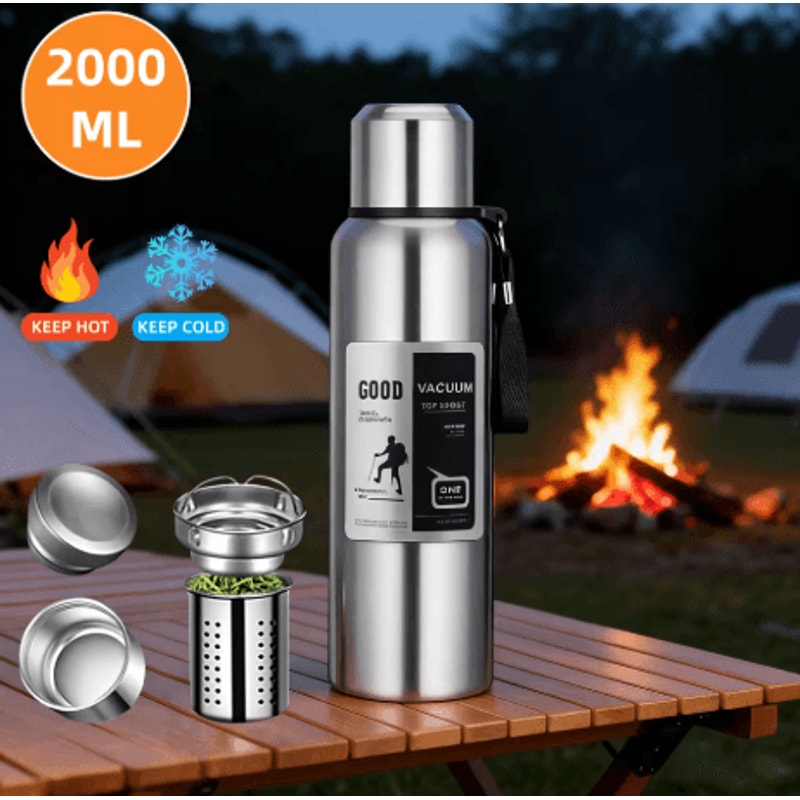 2000ml Stainless Steel Thermal Tumbler Large Capacity Insulated Water Bottle For Hot And Cold Trave 0