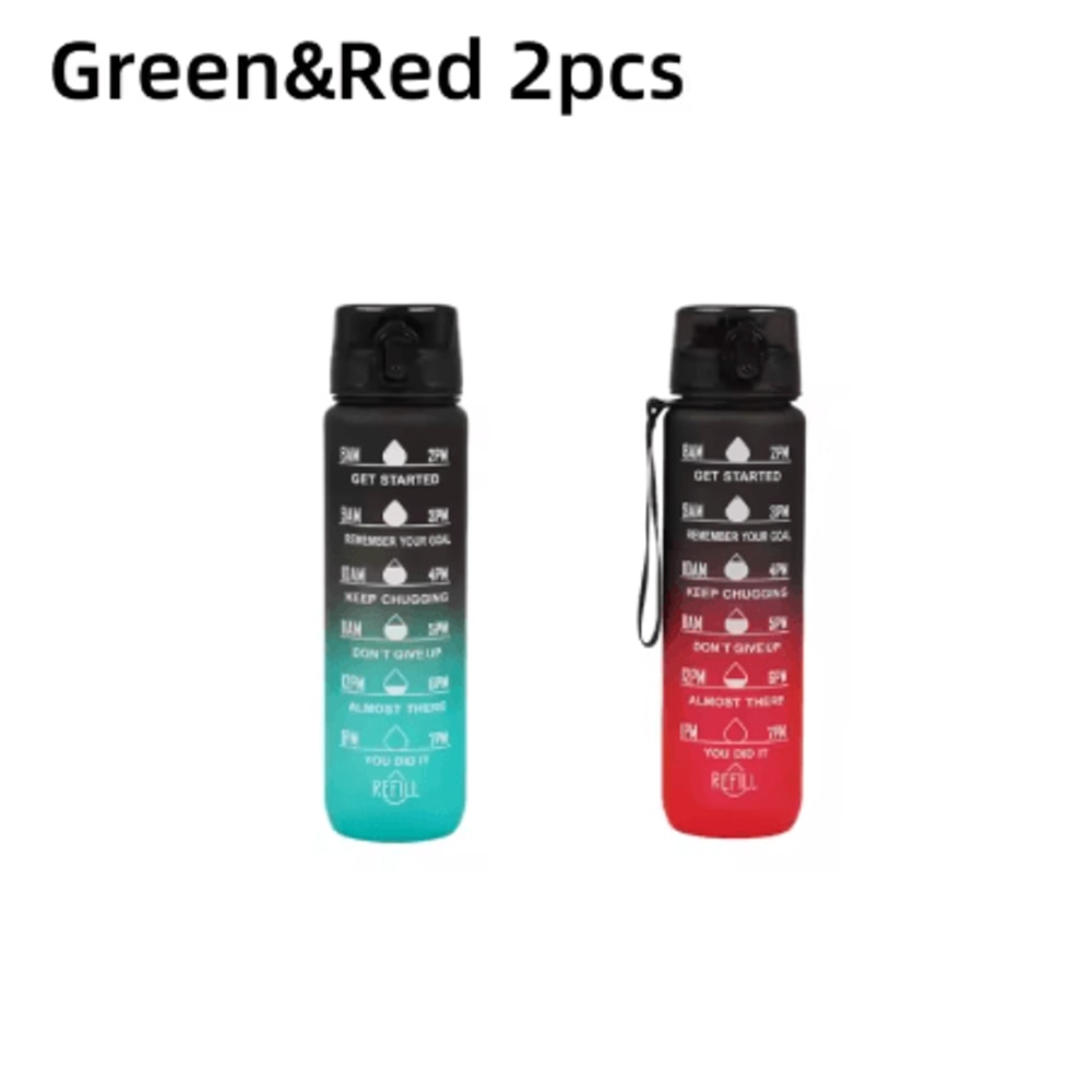 1000ml Gradient Sports Water Bottle With Time Scale BPA Free Large Capacity Gym And Outdoor Bottle 5