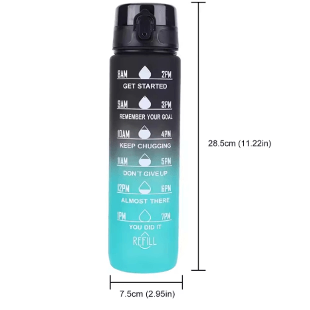 1000ml Gradient Sports Water Bottle With Time Scale BPA Free Large Capacity Gym And Outdoor Bottle 6