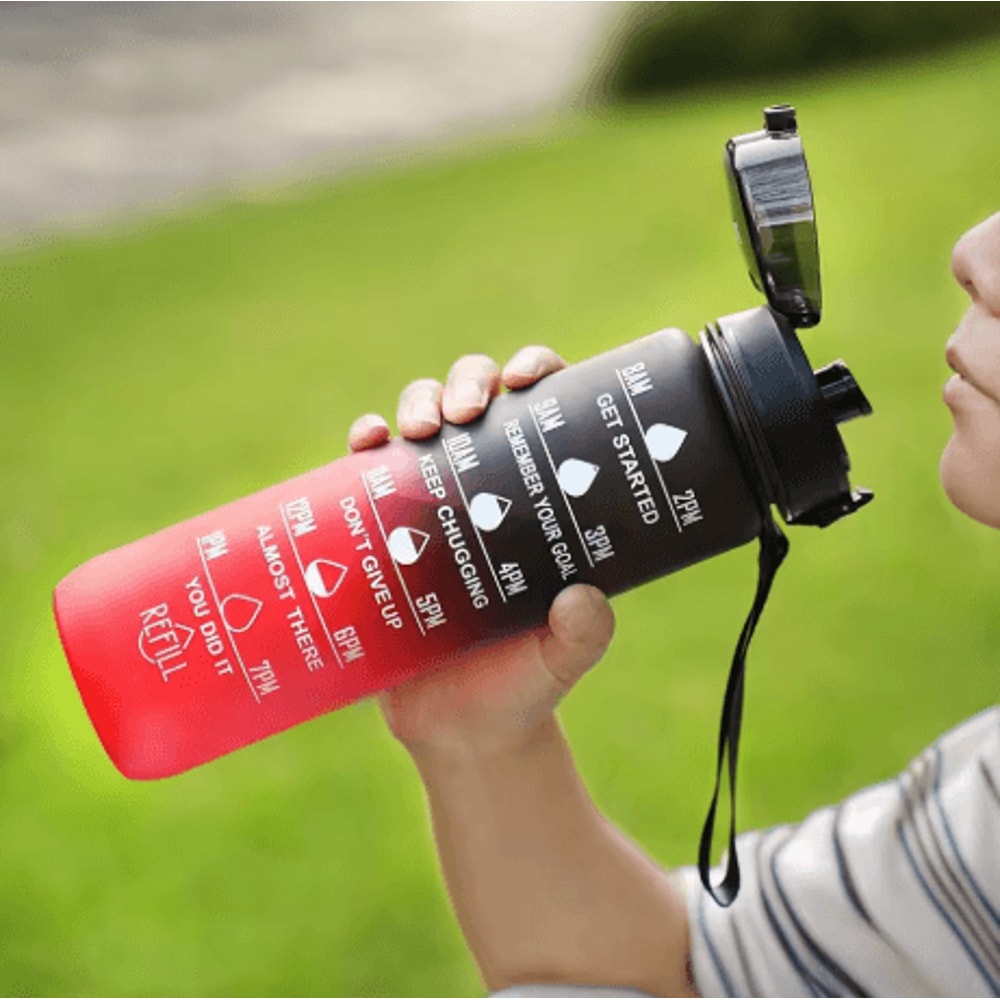 1000ml Gradient Sports Water Bottle With Time Scale BPA Free Large Capacity Gym And Outdoor Bottle 7