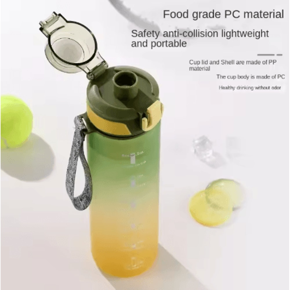 1 Liter Gradient Sports Water Bottle With Scale Large Capacity Outdoor Gym Hiking Bottle 11