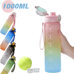 1 liter gradient sports water bottle with scale large capacity outdoor gym hiking bottle