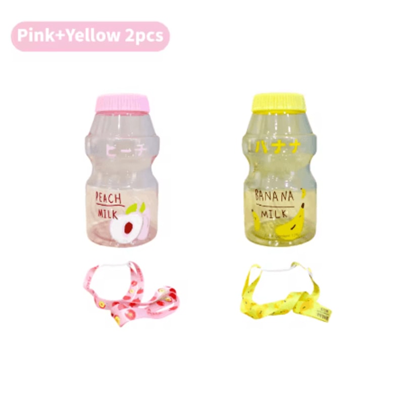 480ml Kawaii Milk Carton Water Bottle Cute Plastic Drinking Bottle With Cup And Strap 13
