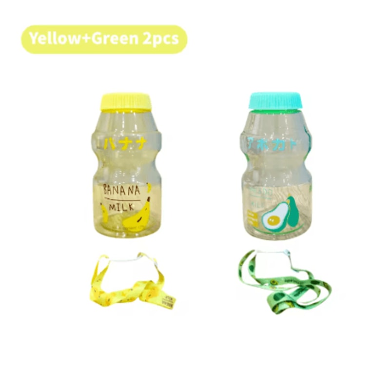 480ml Kawaii Milk Carton Water Bottle Cute Plastic Drinking Bottle With Cup And Strap 3
