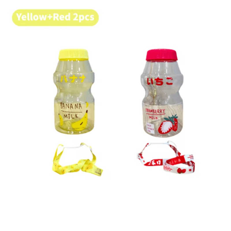 480ml Kawaii Milk Carton Water Bottle Cute Plastic Drinking Bottle With Cup And Strap 5
