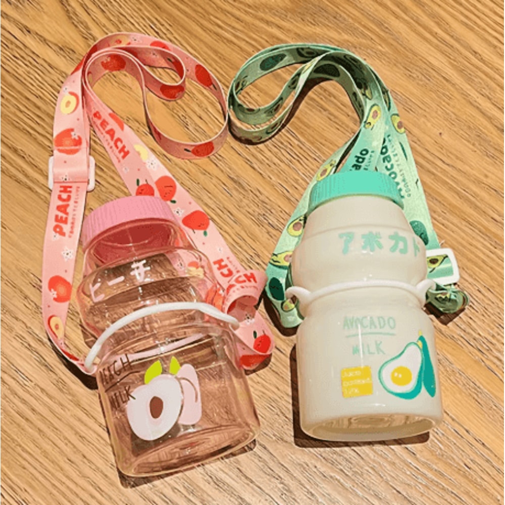 480ml Kawaii Milk Carton Water Bottle Cute Plastic Drinking Bottle With Cup And Strap 19
