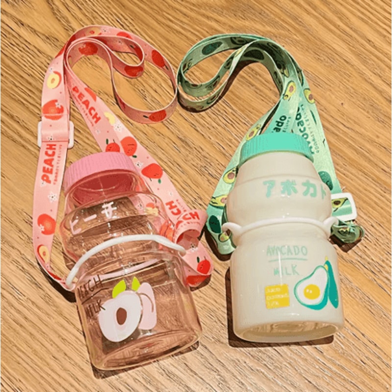 480ml Kawaii Milk Carton Water Bottle Cute Plastic Drinking Bottle With Cup And Strap 19