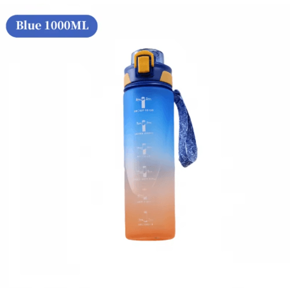 1000ml Gradient Sports Water Bottle Leak Proof Hydration Bottle With Time Marker And Hand Strap 1
