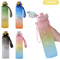 1000ml Gradient Sports Water Bottle Leak Proof Hydration Bottle With Time Marker And Hand Strap 0