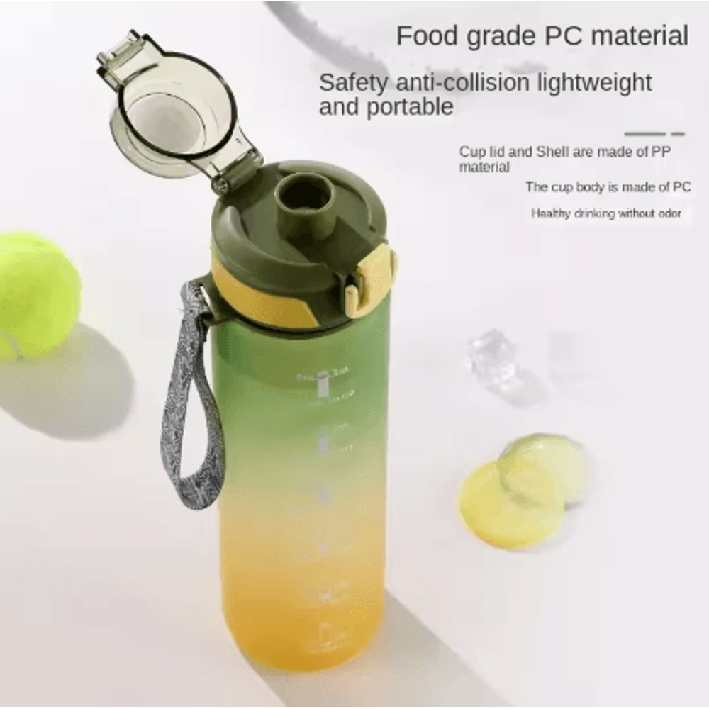1000ml Gradient Sports Water Bottle Leak Proof Hydration Bottle With Time Marker And Hand Strap 8