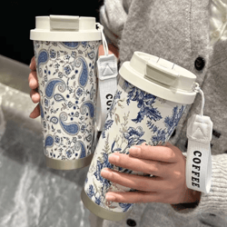 500ml stainless steel thermo travel mug dual drink leakproof car coffee cup for tea and water