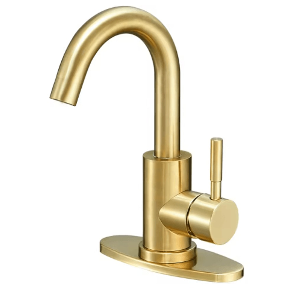 Stainless Steel Golden Basin Faucet European Style Brushed Gold Countertop Faucet For Hot And Cold 0
