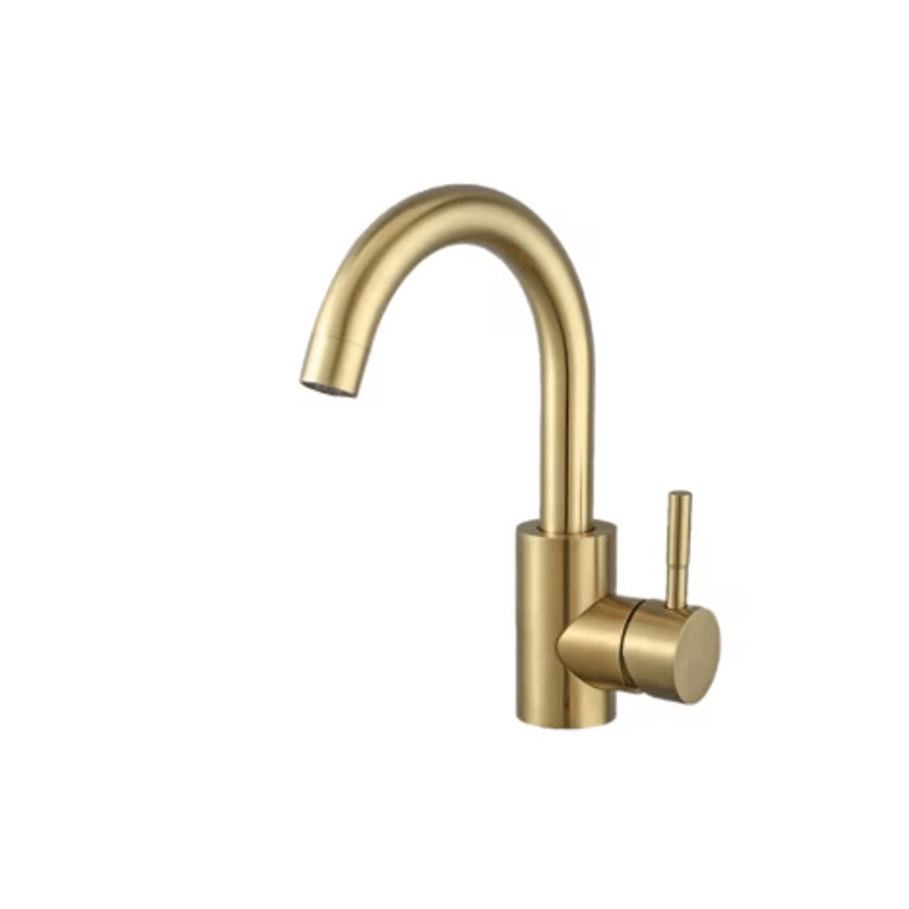 Stainless Steel Golden Basin Faucet European Style Brushed Gold Countertop Faucet For Hot And Cold 1