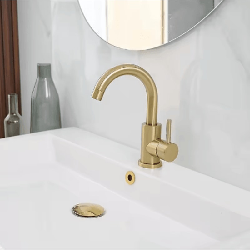Stainless Steel Golden Basin Faucet European Style Brushed Gold Countertop Faucet For Hot And Cold 2