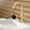 Stainless Steel Golden Basin Faucet European Style Brushed Gold Countertop Faucet For Hot And Cold 4