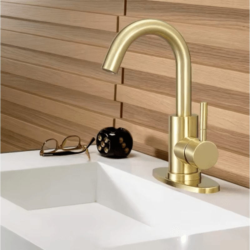 Stainless Steel Golden Basin Faucet European Style Brushed Gold Countertop Faucet For Hot And Cold 4