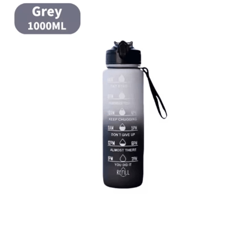 1000ml Gradient Motivational Sports Water Bottle Leak Proof Bottle With Bouncing Suction Nozzle For 3