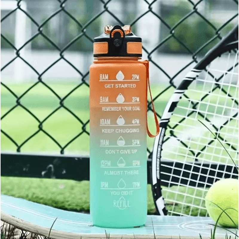 1000ml Gradient Motivational Sports Water Bottle Leak Proof Bottle With Bouncing Suction Nozzle For 6