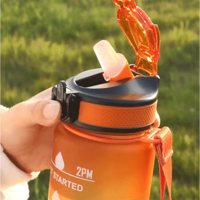 1000ml Gradient Motivational Sports Water Bottle Leak Proof Bottle With Bouncing Suction Nozzle For 7