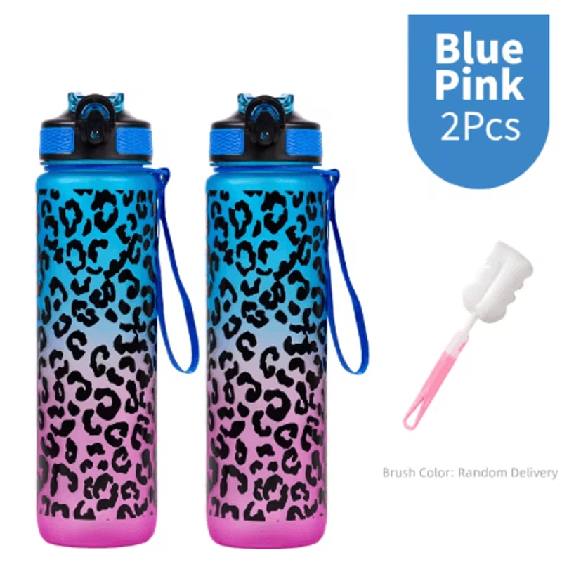1 Liter Leopard Print Sports Water Bottle Leak Proof Large Capacity Gym And Travel Bottle 4