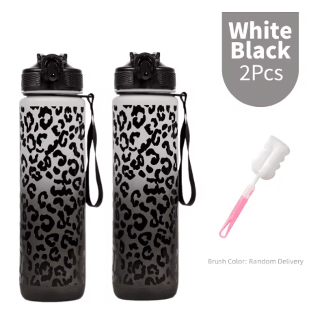 1 Liter Leopard Print Sports Water Bottle Leak Proof Large Capacity Gym And Travel Bottle 6