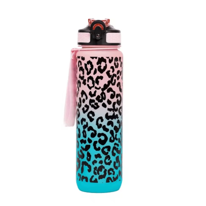 1 Liter Leopard Print Sports Water Bottle Leak Proof Large Capacity Gym And Travel Bottle 10