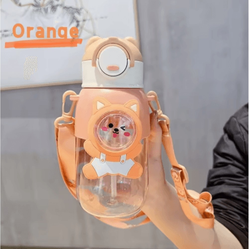 660ml Cartoon Animal Kids Water Bottle Leak Proof Straw Cup With Safety Lock For Travel And Outdoor 1