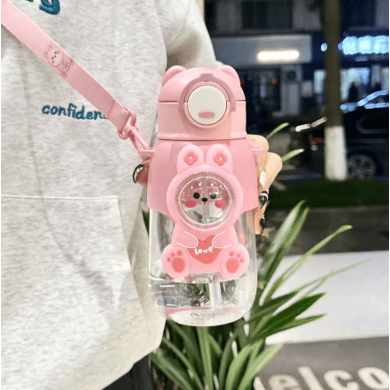 660ml Cartoon Animal Kids Water Bottle Leak Proof Straw Cup With Safety Lock For Travel And Outdoor 8