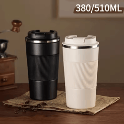 304 stainless steel vacuum insulated water bottle 500ml anti slip thermal coffee mug for office and travel