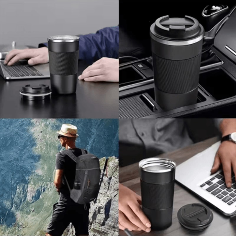 304 Stainless Steel Vacuum Insulated Water Bottle 500ml Anti Slip Thermal Coffee Mug For Office And 6