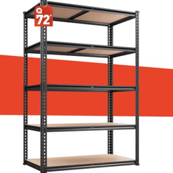 5 tier heavy duty garage shelving unit 2000lbs industrial storage rack matte black 72w x 36d x 16h