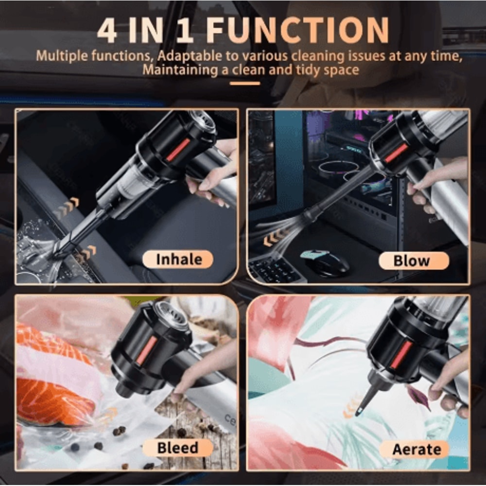 CENRR Mini Cordless Car Vacuum Cleaner Portable Handheld Wireless Vacuum With Strong Suction 4