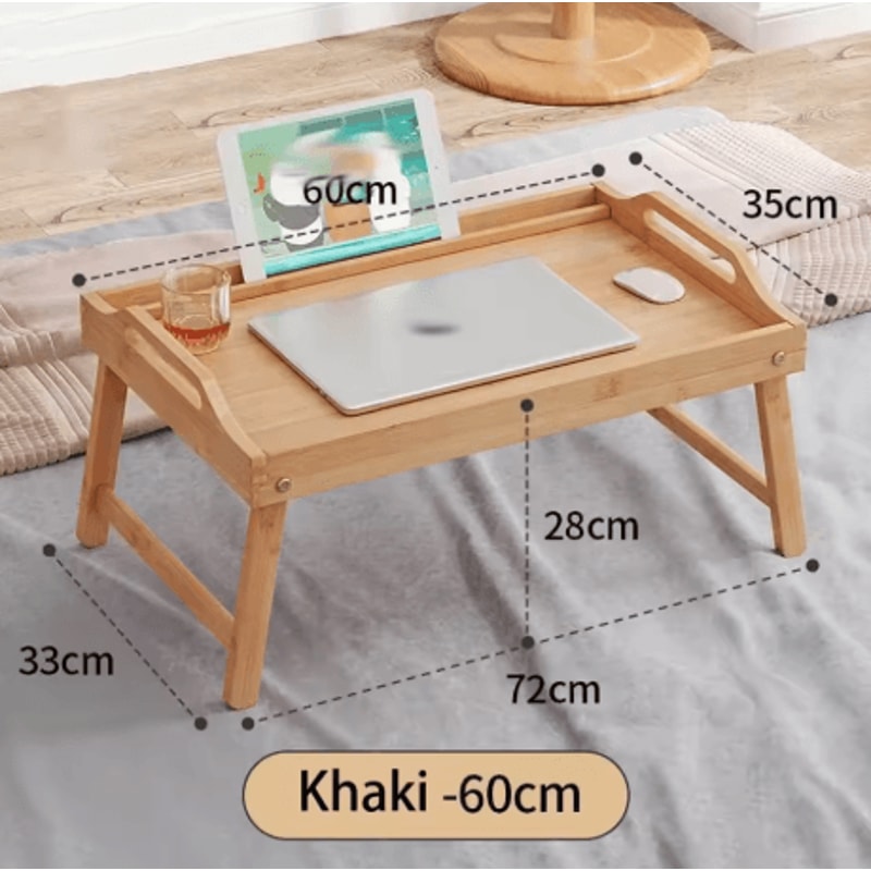 Folding Multifunctional Bed Tray Table Breakfast Dessert And Laptop Desk With Reading Rack 3