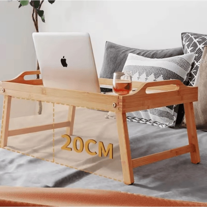Folding Multifunctional Bed Tray Table Breakfast Dessert And Laptop Desk With Reading Rack 5