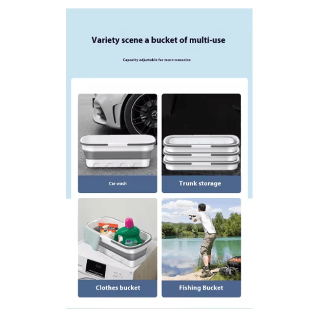 Portable Folding Silicone Bucket Large Capacity Rectangular Mop And Car Wash Water Bucket 2