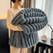 250GSM Soft Fluffy Throw Blanket Warm Decorative Striped Blanket For Bed Nap And Winter Comfort 2