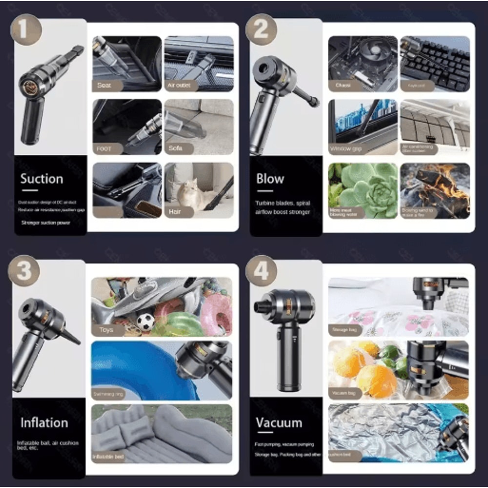CENRR 998000PA Cordless Car Vacuum Cleaner Powerful Handheld Wireless Vacuum And Air Gun For Vehicl 8