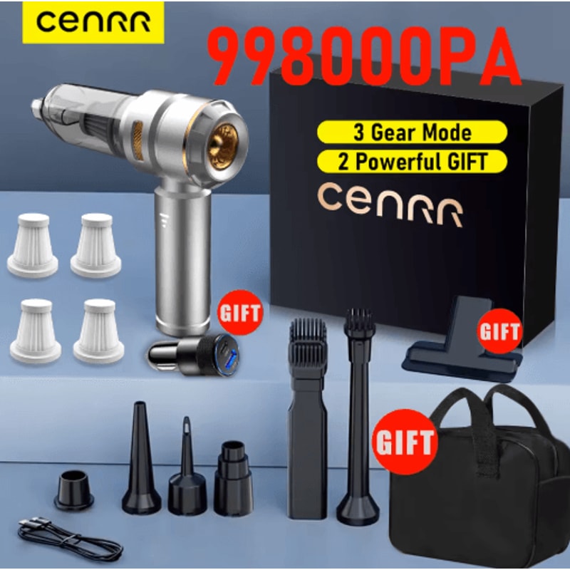 CENRR 998000PA Cordless Car Vacuum Cleaner Handheld Wireless Vacuum With Dust Display Lamp And Air 11
