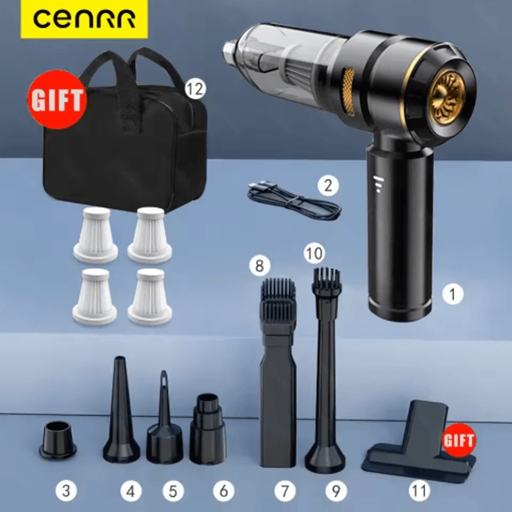 CENRR 998000PA Cordless Car Vacuum Cleaner Handheld Wireless Vacuum With Dust Display Lamp And Air 4