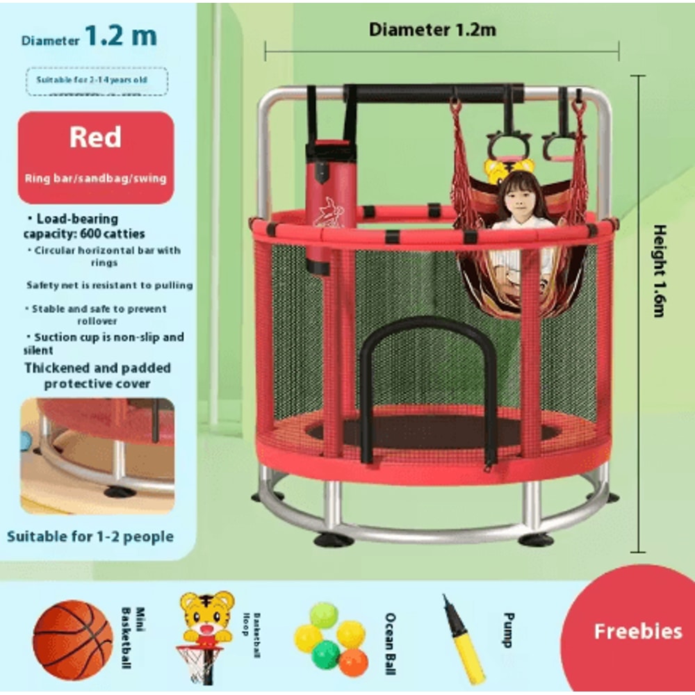 Childrens Indoor Trampoline Home Jumping Bed For Kids Ages 3 To 10 Fun Fitness Exercise Toy 3