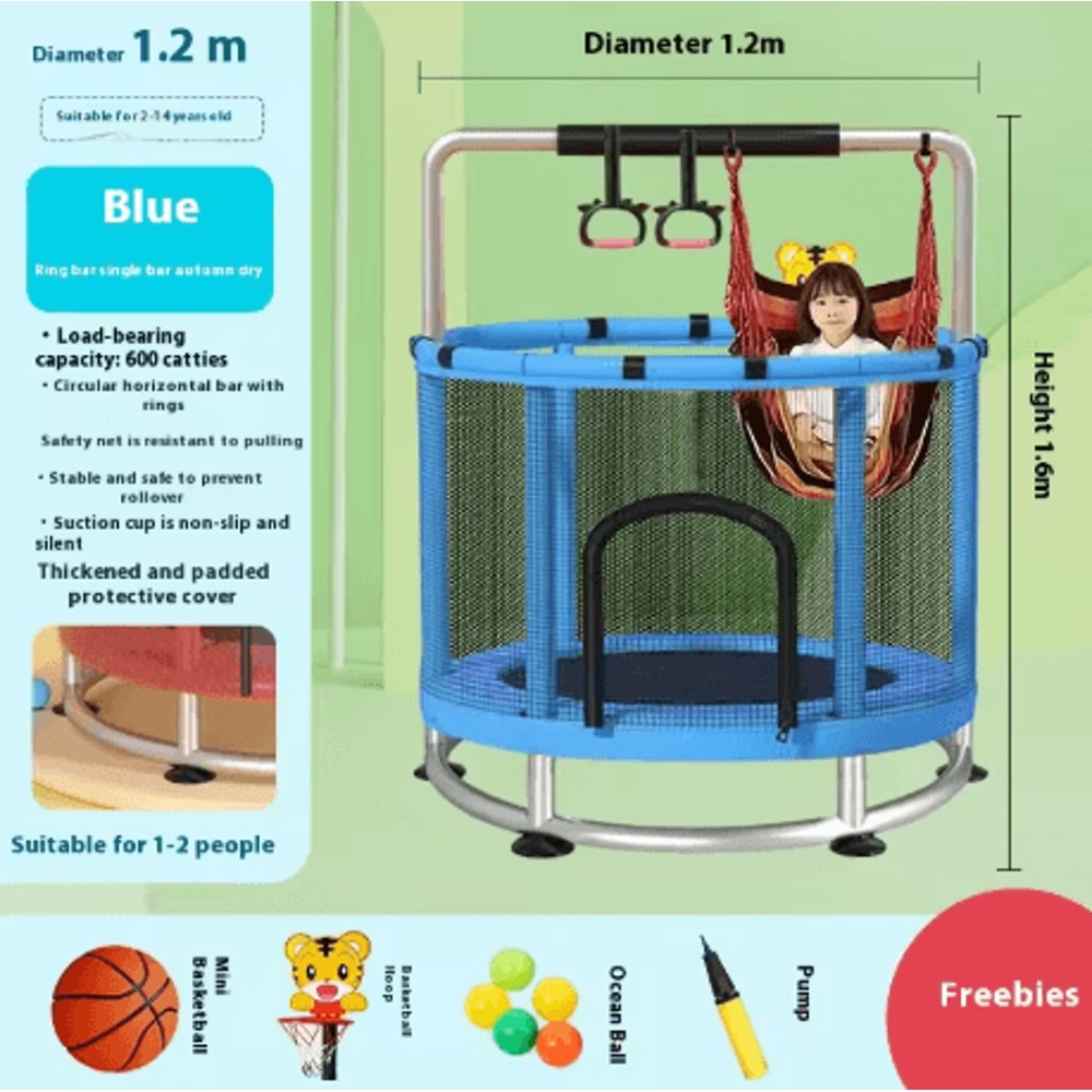 Childrens Indoor Trampoline Home Jumping Bed For Kids Ages 3 To 10 Fun Fitness Exercise Toy 11