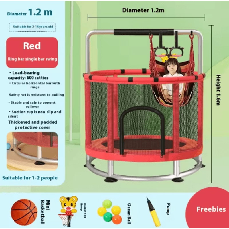 Childrens Indoor Trampoline Home Jumping Bed For Kids Ages 3 To 10 Fun Fitness Exercise Toy 12