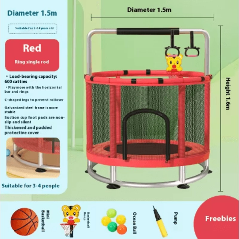 Childrens Indoor Trampoline Home Jumping Bed For Kids Ages 3 To 10 Fun Fitness Exercise Toy 15