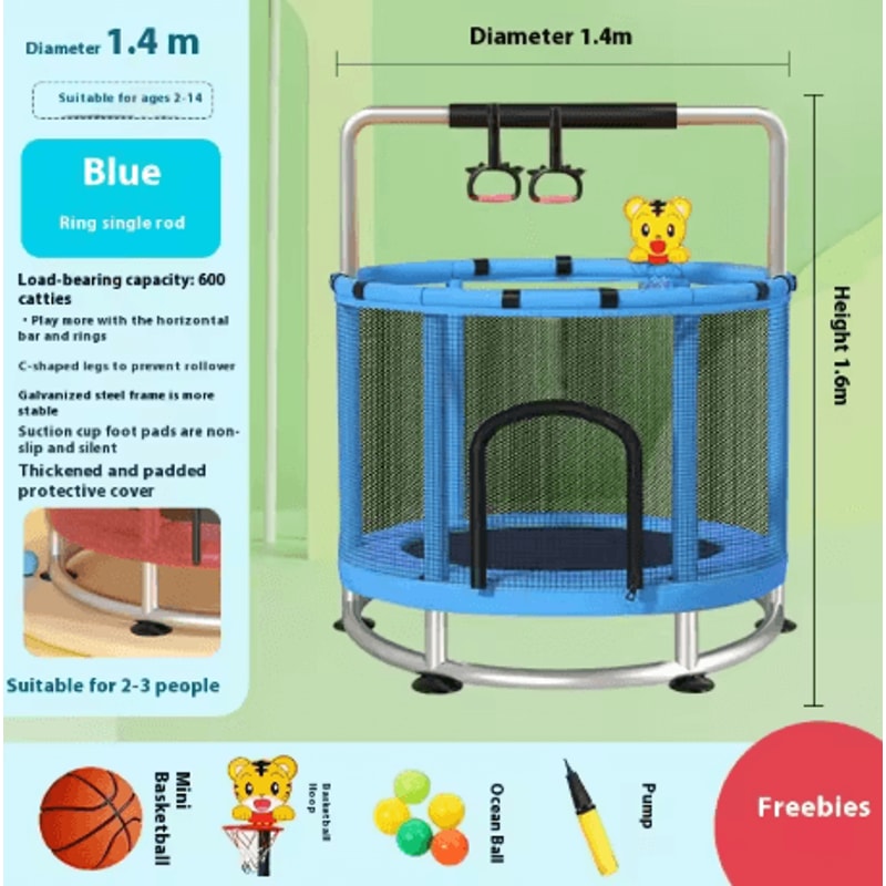 Childrens Indoor Trampoline Home Jumping Bed For Kids Ages 3 To 10 Fun Fitness Exercise Toy 17