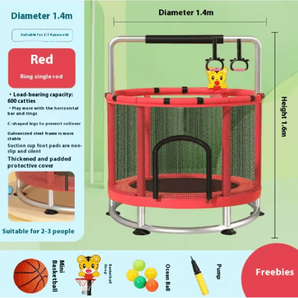 Childrens Indoor Trampoline Home Jumping Bed For Kids Ages 3 To 10 Fun Fitness Exercise Toy 18