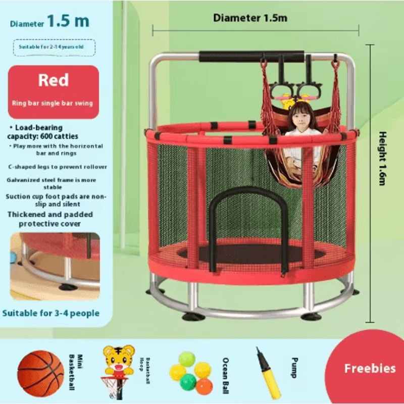 Childrens Indoor Trampoline Home Jumping Bed For Kids Ages 3 To 10 Fun Fitness Exercise Toy 6