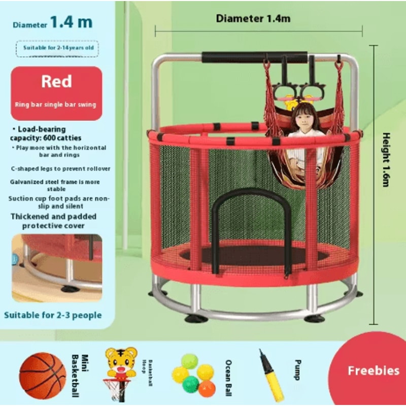 Childrens Indoor Trampoline Home Jumping Bed For Kids Ages 3 To 10 Fun Fitness Exercise Toy 9