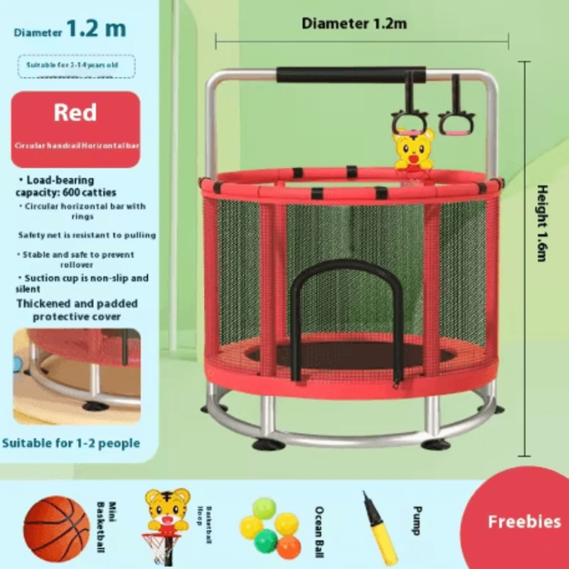 Childrens Indoor Trampoline Home Jumping Bed For Kids Ages 3 To 10 Fun Fitness Exercise Toy 21