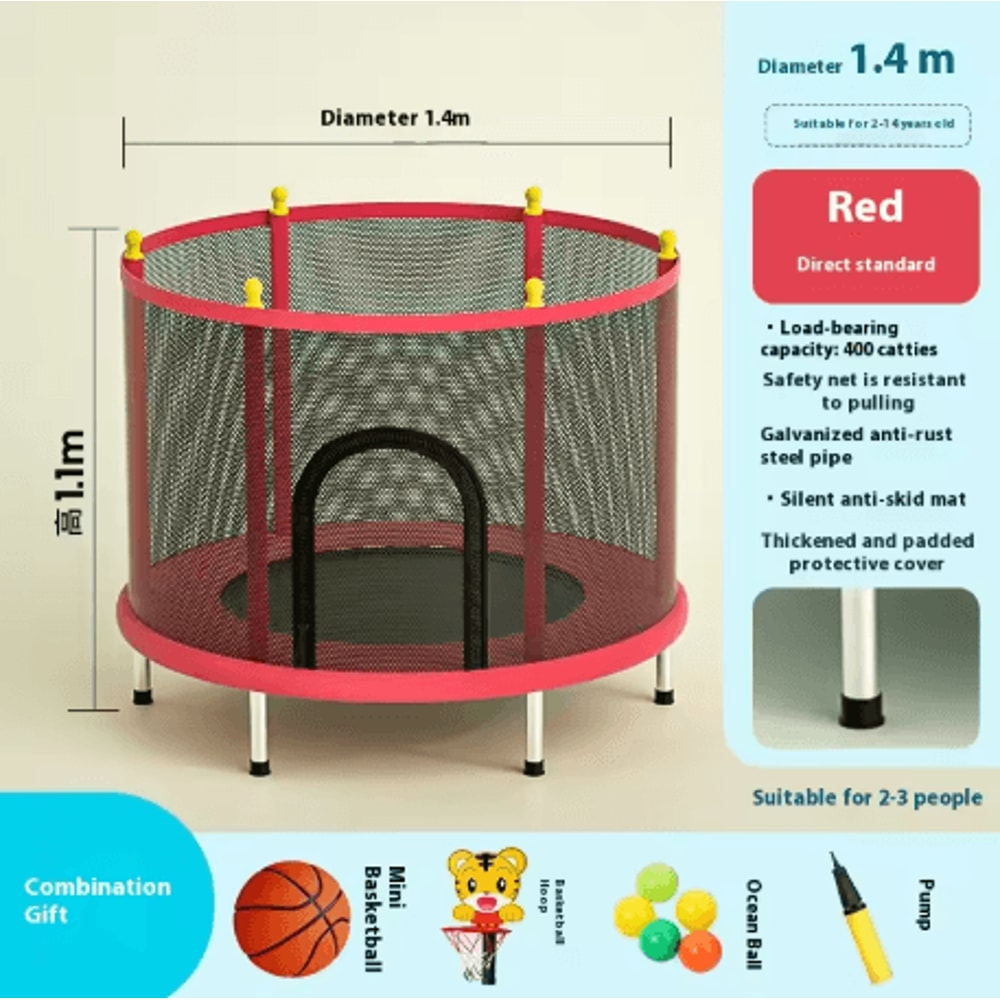 Childrens Indoor Trampoline Home Jumping Bed For Kids Ages 3 To 10 Fun Fitness Exercise Toy 22
